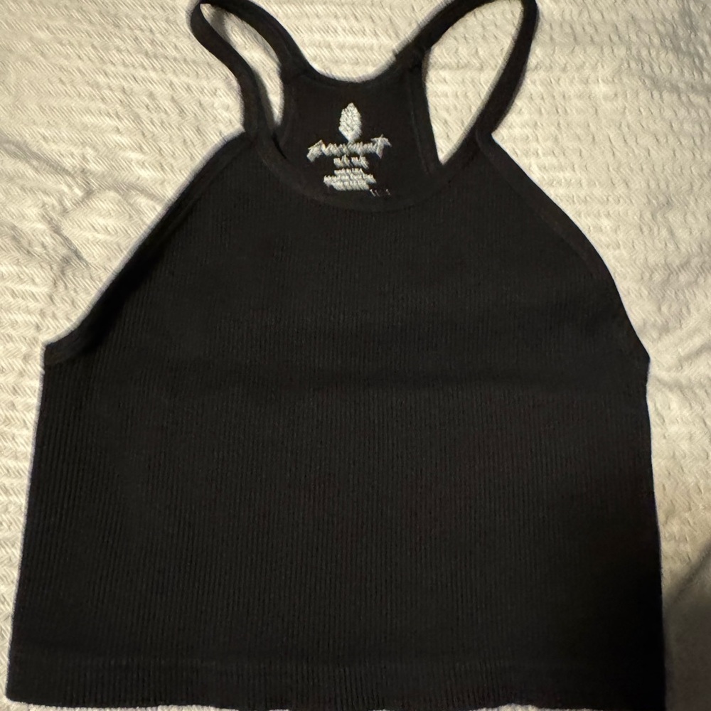 Free People Movement Black Ribbed cropped Tank Top